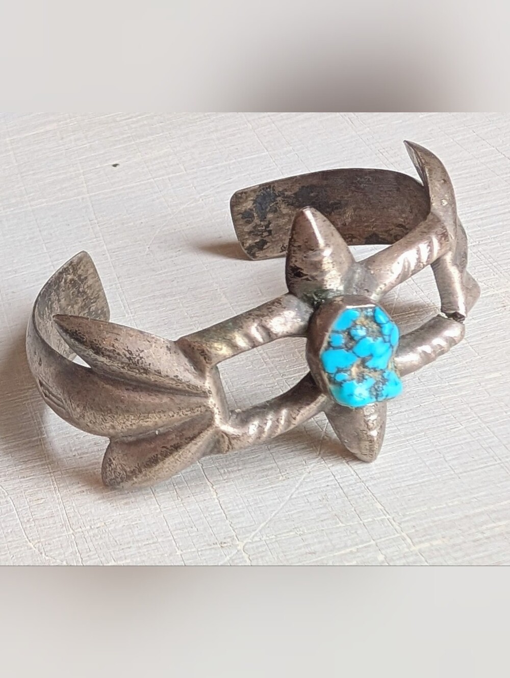 Turquoise Flower Silver Cuff Bracelet - Women Jewelry